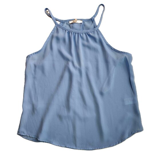 Papaya Light Blue Halter Neck Tank Top Blouse Small - Picture 1 of 6